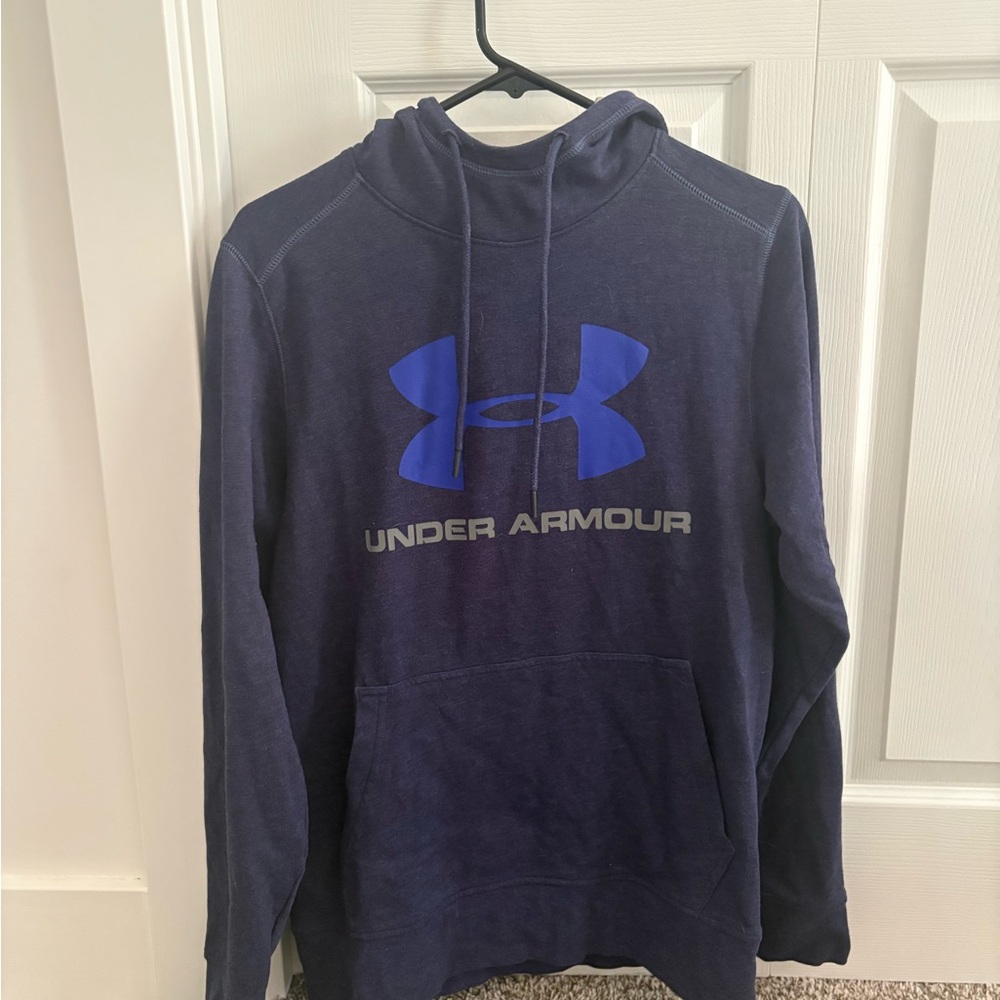Under Armour Men's Navy Hoodie with Blue Logo
